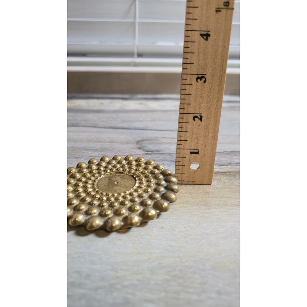 Vintage Solid Brass Hobnail Bubble Coasters Set of 6 Heavy MCM Hollywood Regency